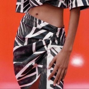 Draped Printed Skirt